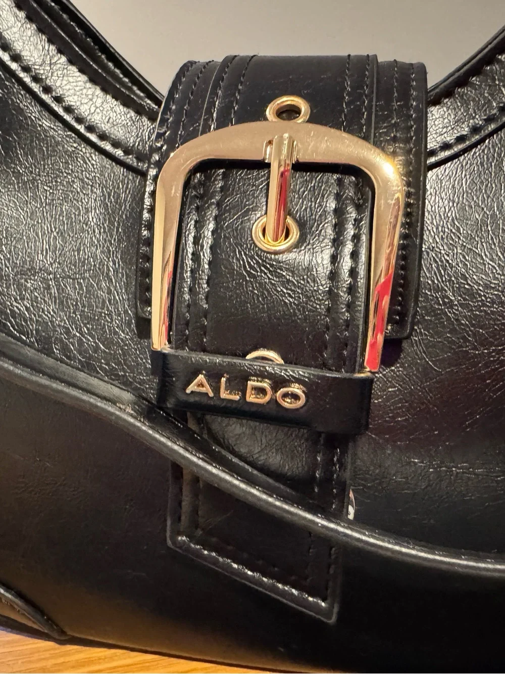 Aldo Bixhoma Black Shoulder Bag Purse Gold Chain Y2K Vibes NWT